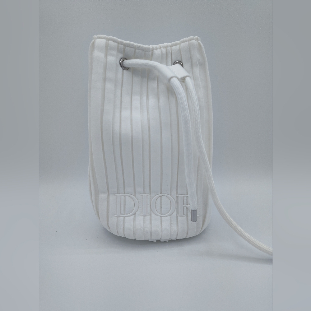 Dior Beauty 2023 Coffret Pleated White Drawstring Pouch Bag New In Box Gift